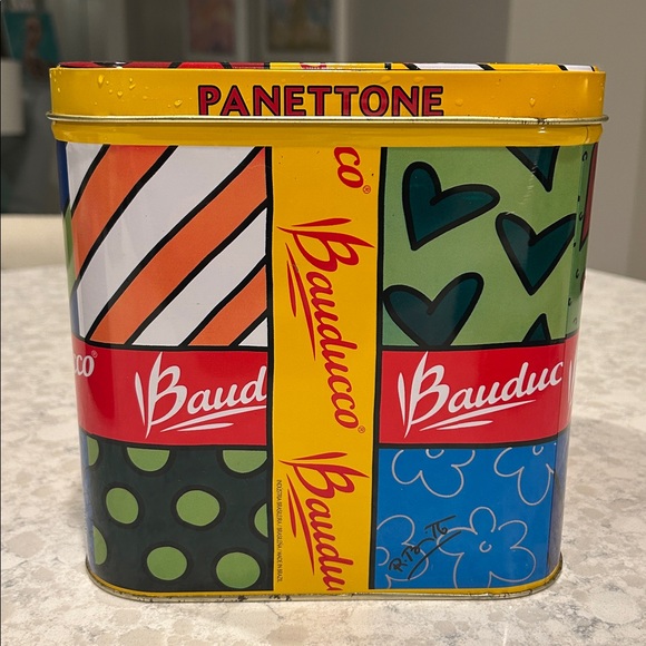 Rare 2002 ROMERO BRITTO Bauducco Panettone Art Deco Collectible Tin - Picture 2 of 7